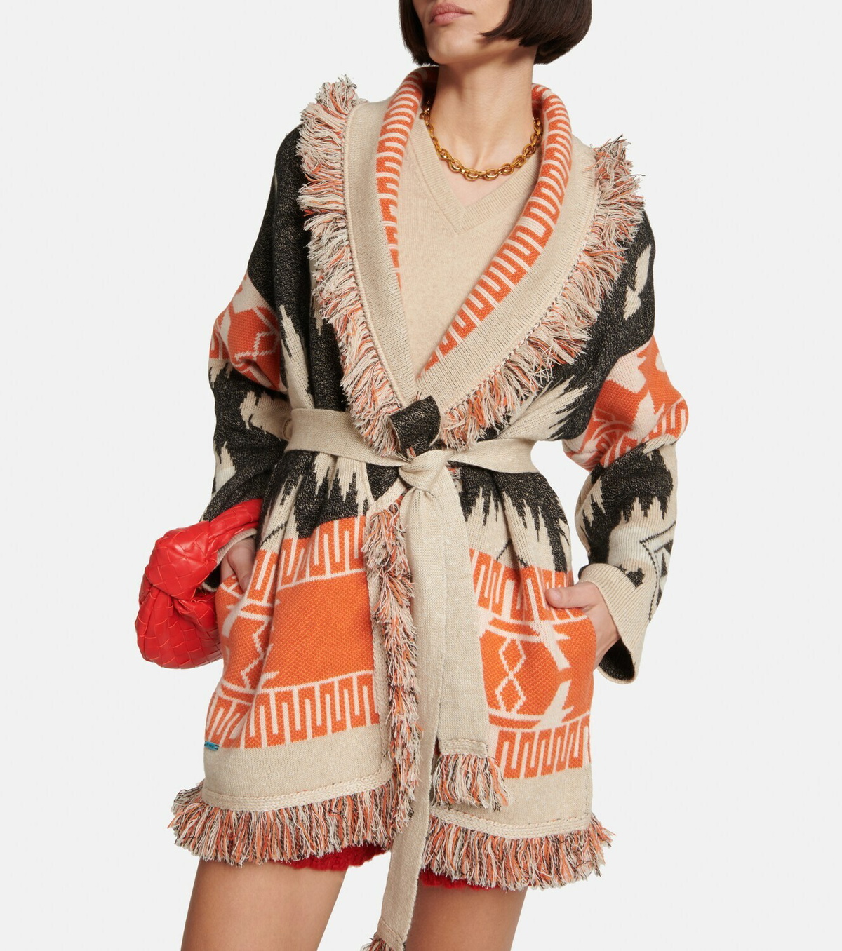 Alanui - Icon jacquard cashmere and linen cardigan