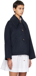 GANNI Navy Wide Collar Jacket