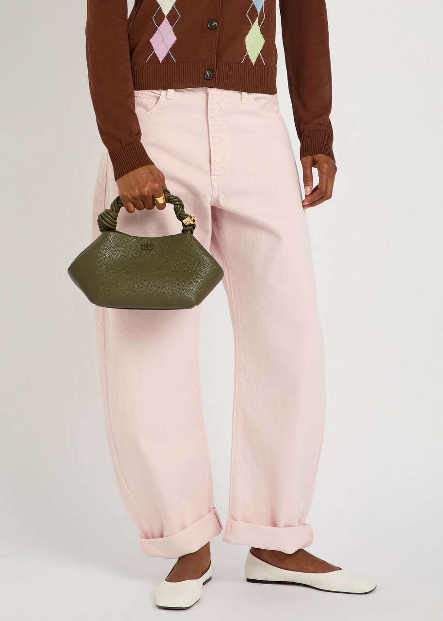 Ganni Bou Small Grained Leather top Handle bag - Olive - One Size