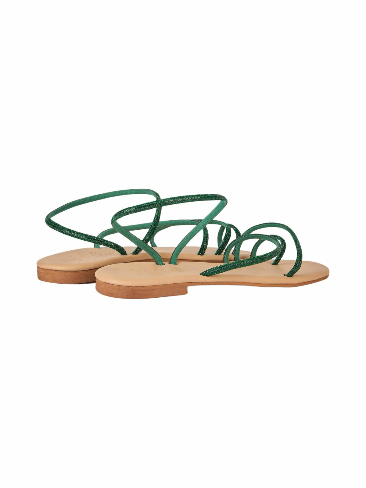 MC2 Saint Barth Flat Ring Sandals With Green Rhinestones