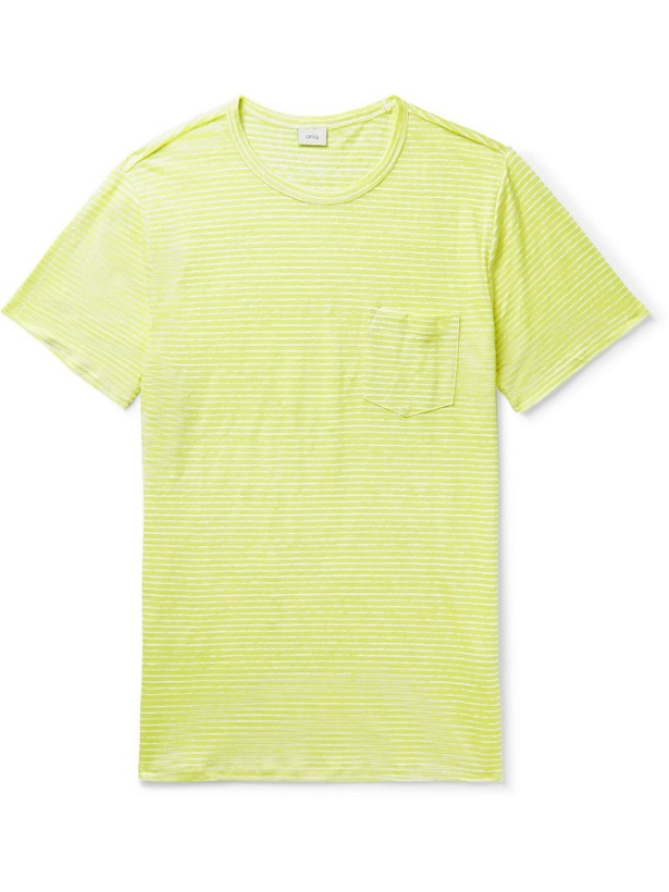 Photo: ONIA - Chad Striped Linen T-Shirt - Yellow