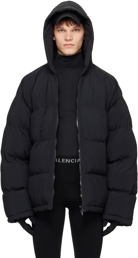 Photo: Balenciaga Black Sporty B Hooded Puffer Jacket
