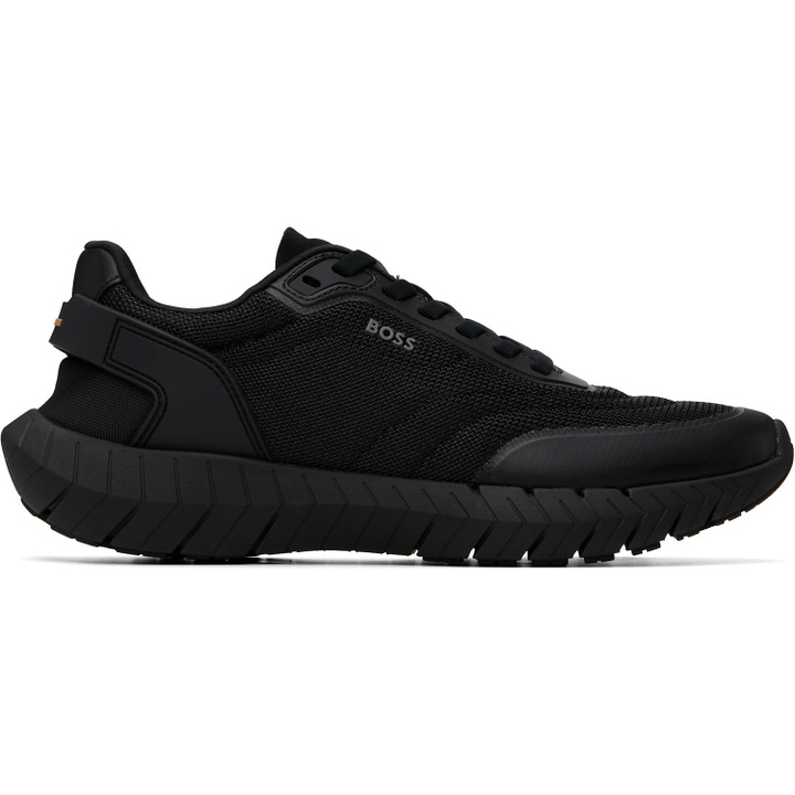Photo: BOSS Black Leather Trims Running Sneakers