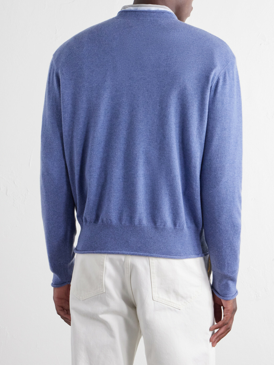 LOEWE - Anagram-Embroidered Cotton-Blend Sweater - Blue