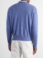 LOEWE - Anagram-Embroidered Cotton-Blend Sweater - Blue