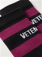 VETEMENTS - Reebok Striped Logo-Jacquard Cotton-Blend Socks - Black