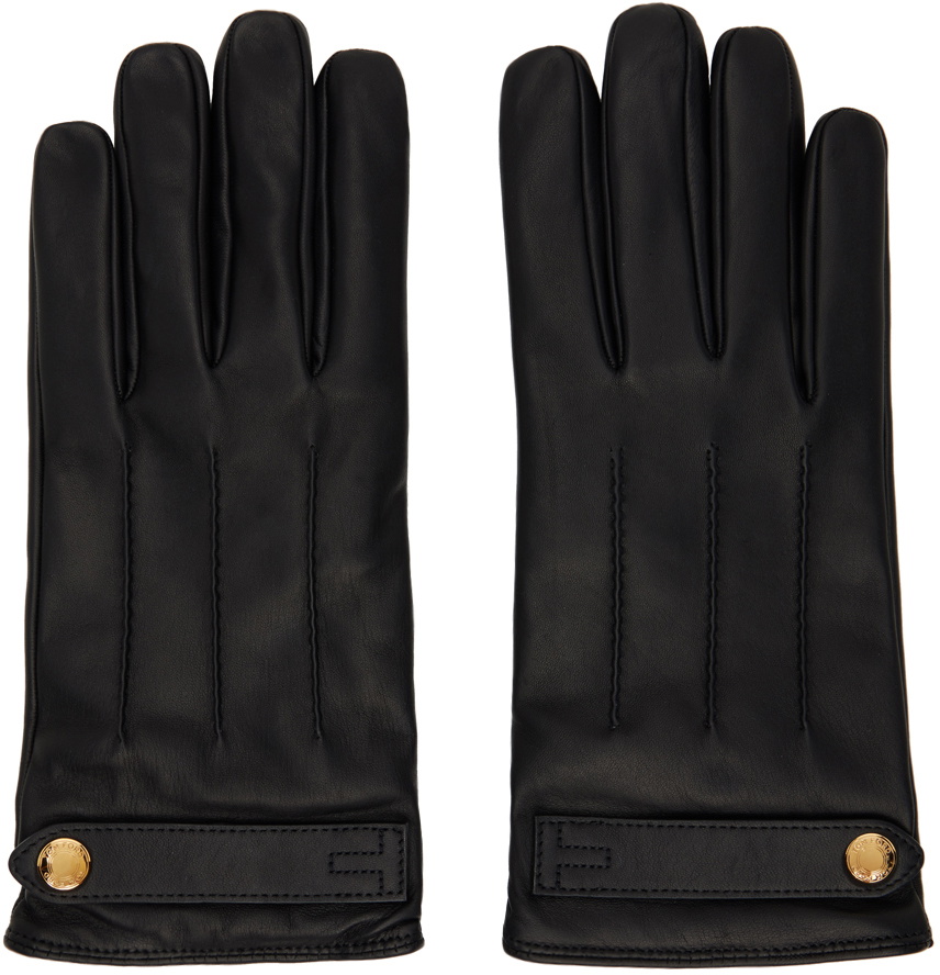 TOM FORD Black Press-Stud Leather Gloves