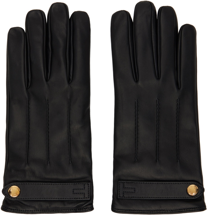 Photo: TOM FORD Black Press-Stud Leather Gloves