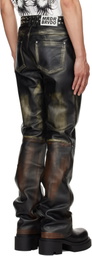 Who Decides War Black Ombre Studded Leather Pants