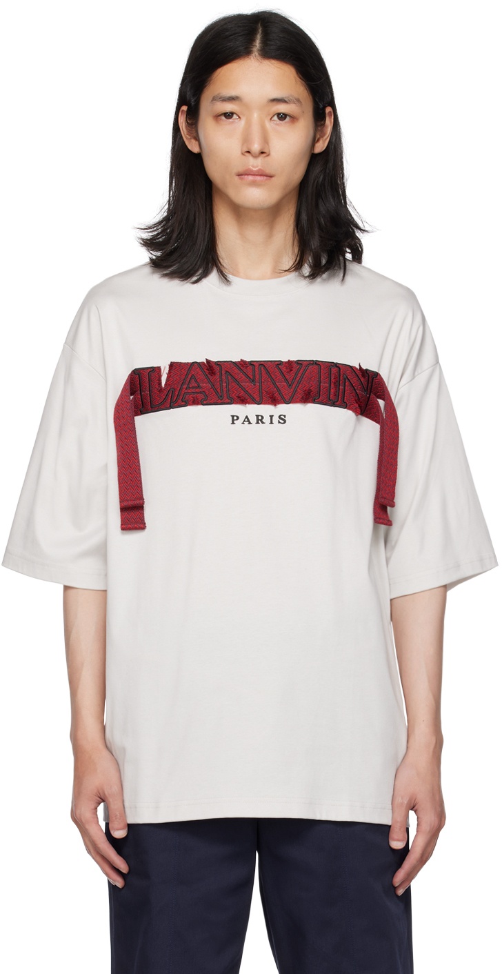 Photo: Lanvin Off-White Curb Lace T-Shirt