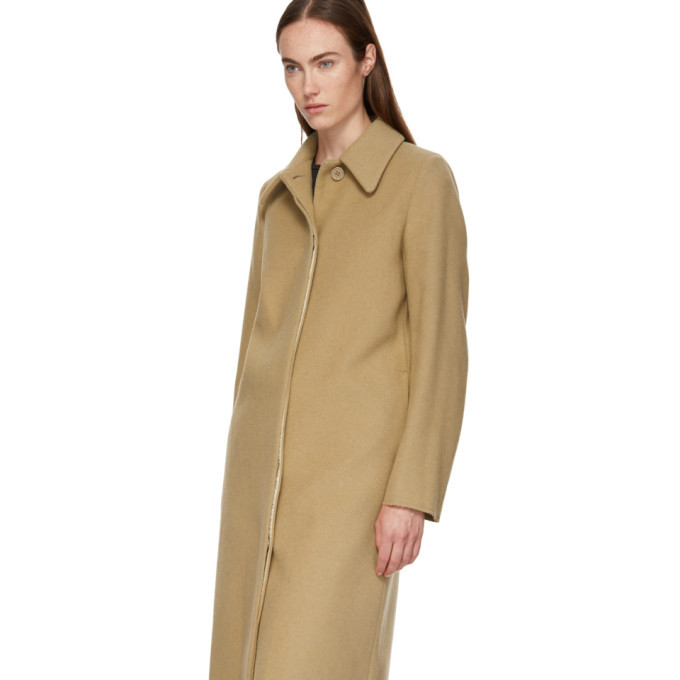 MM6 Maison Martin Margiela Beige Long Felted Wool Coat MM6 Maison