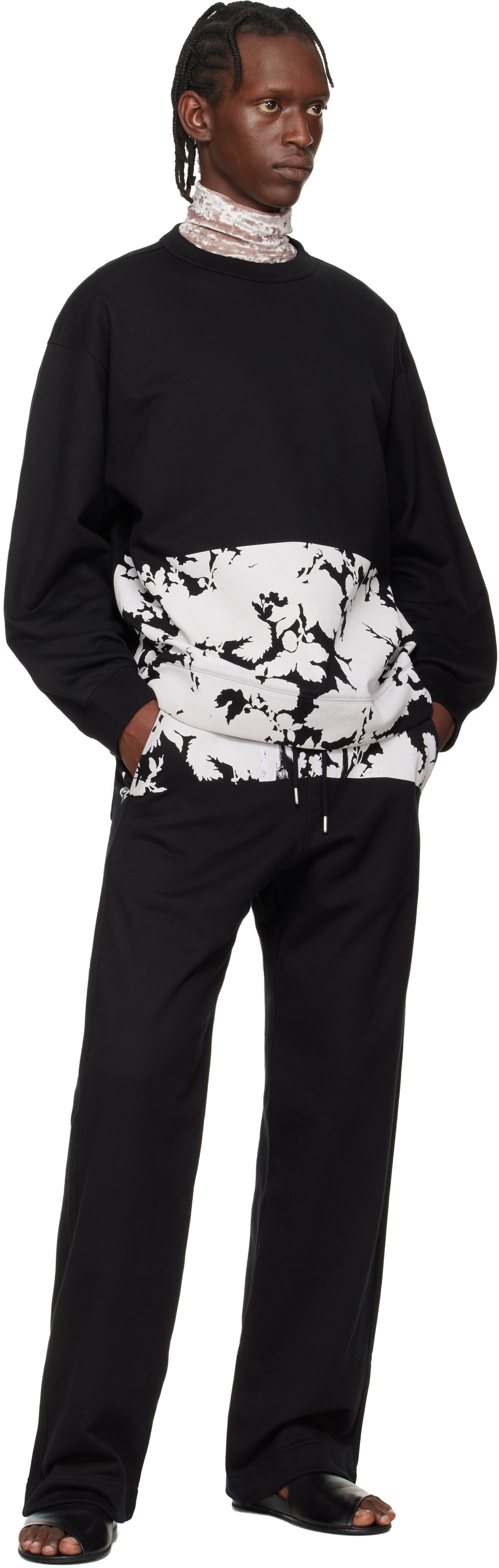 Dries Van Noten Black Printed Sweatpants