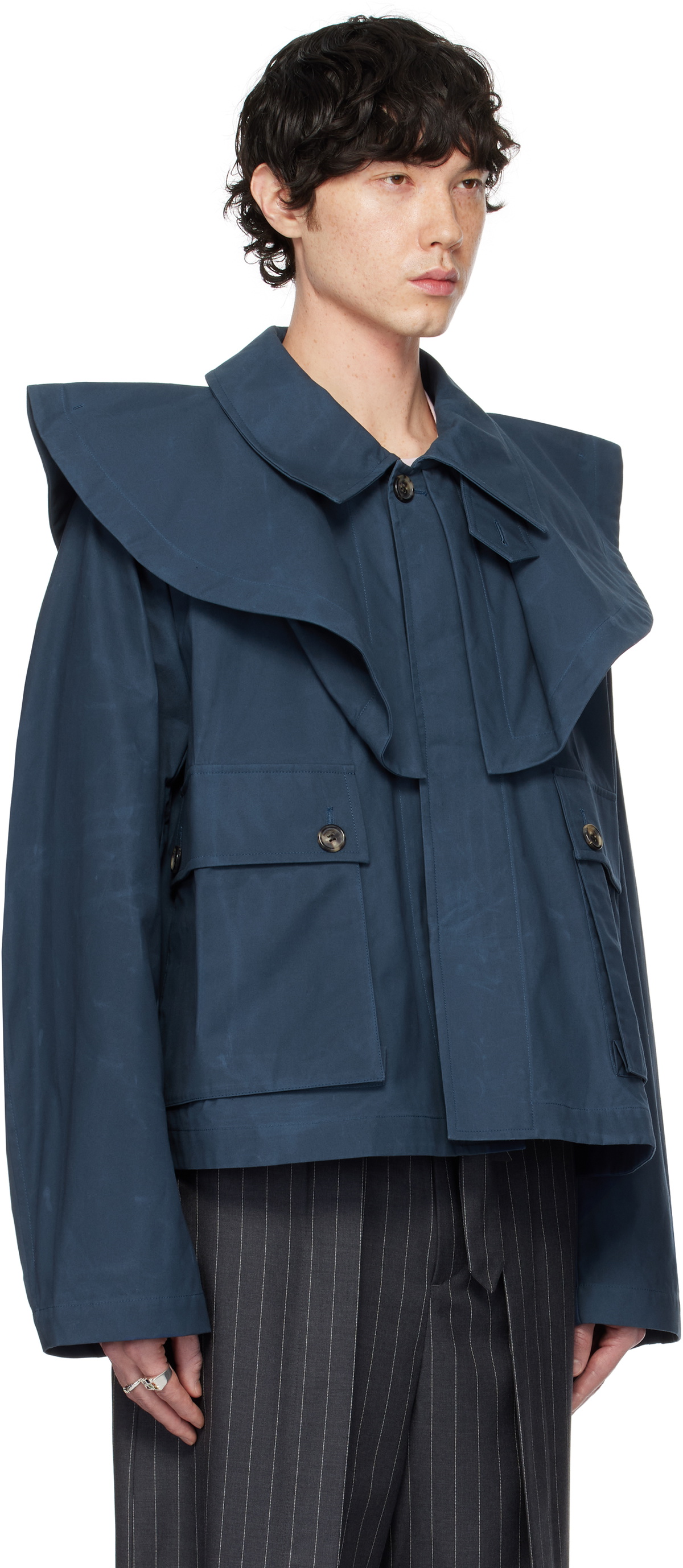 JW ANDERSON トレンチジャケット JW Anderson Blue Oversized Collar Trench Jacket JW Anderson