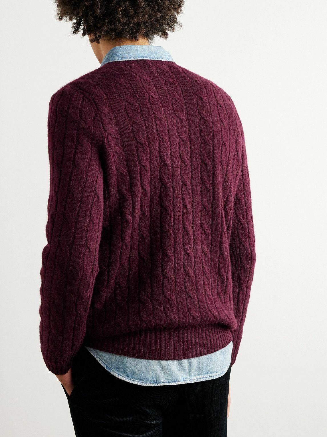 Polo Ralph Lauren - Logo-Embroidered Cable-Knit Cashmere Sweater