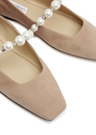 Jimmy Choo Ade Embellished Suede Ballet Flats Nude