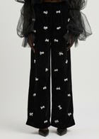 Sister Jane Invitation Embellished Velvet Trousers Black