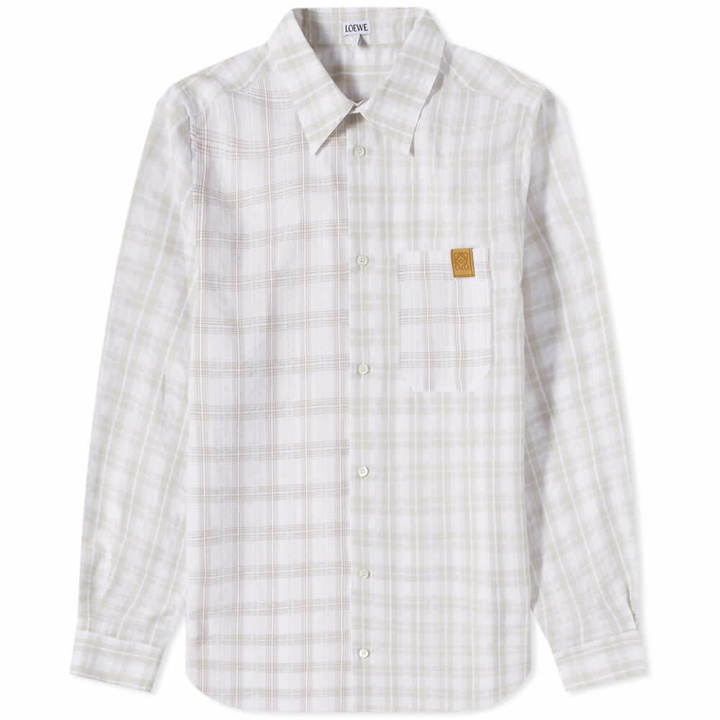 Photo: Loewe Men's Patchwork Check Shirt in White/Beige