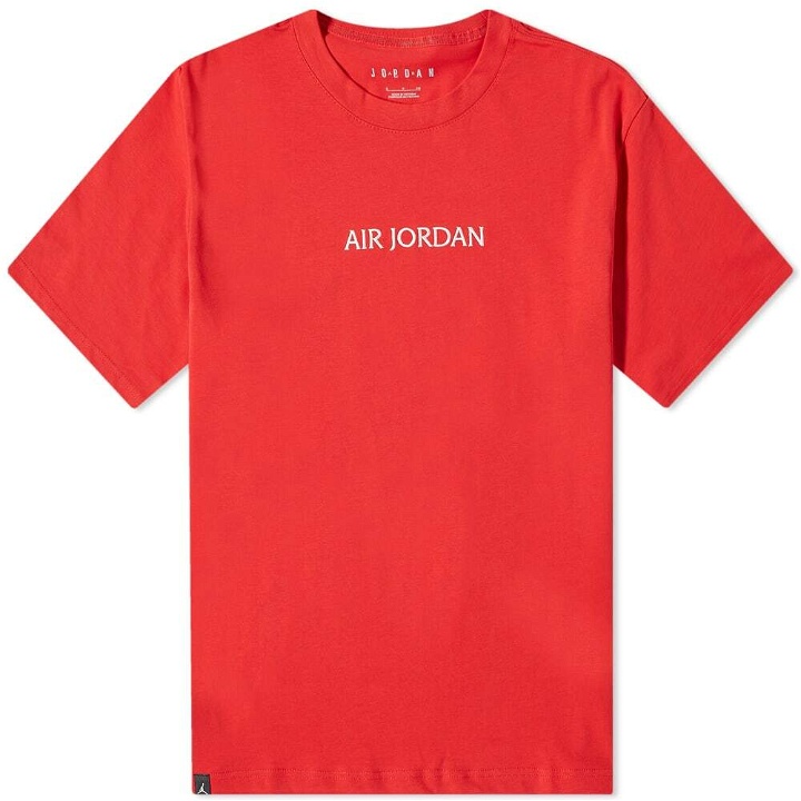 Photo: Air Jordan Men's Wordmark T-Shirt in Fire Red/Sail