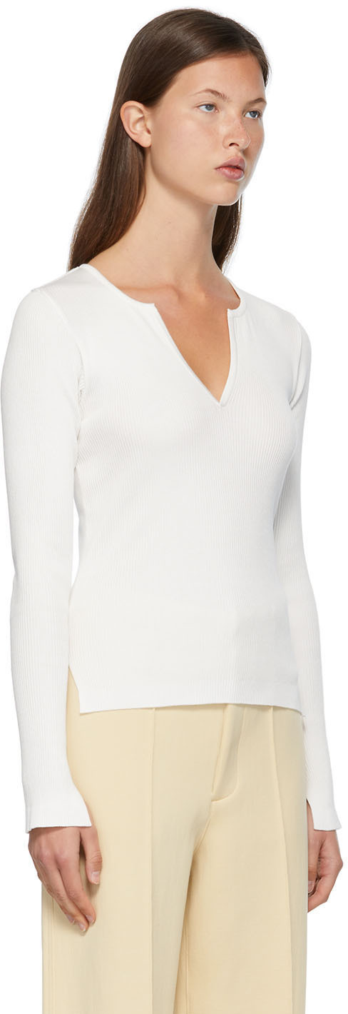 AURALEE: White Seamless T-Shirt