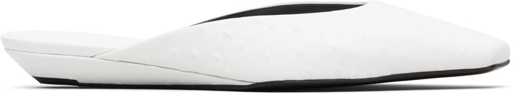 Photo: Loulou de Saison White Alix Ostrich-Effect Leather Mule Flats