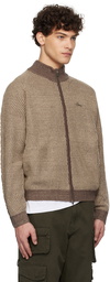 Dime Brown Double Zipper Knit Sweater