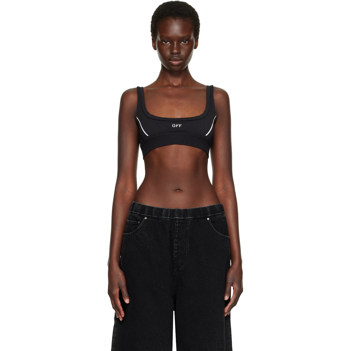 Off-White Black 'Off' Stamp Seamless Sport Bra