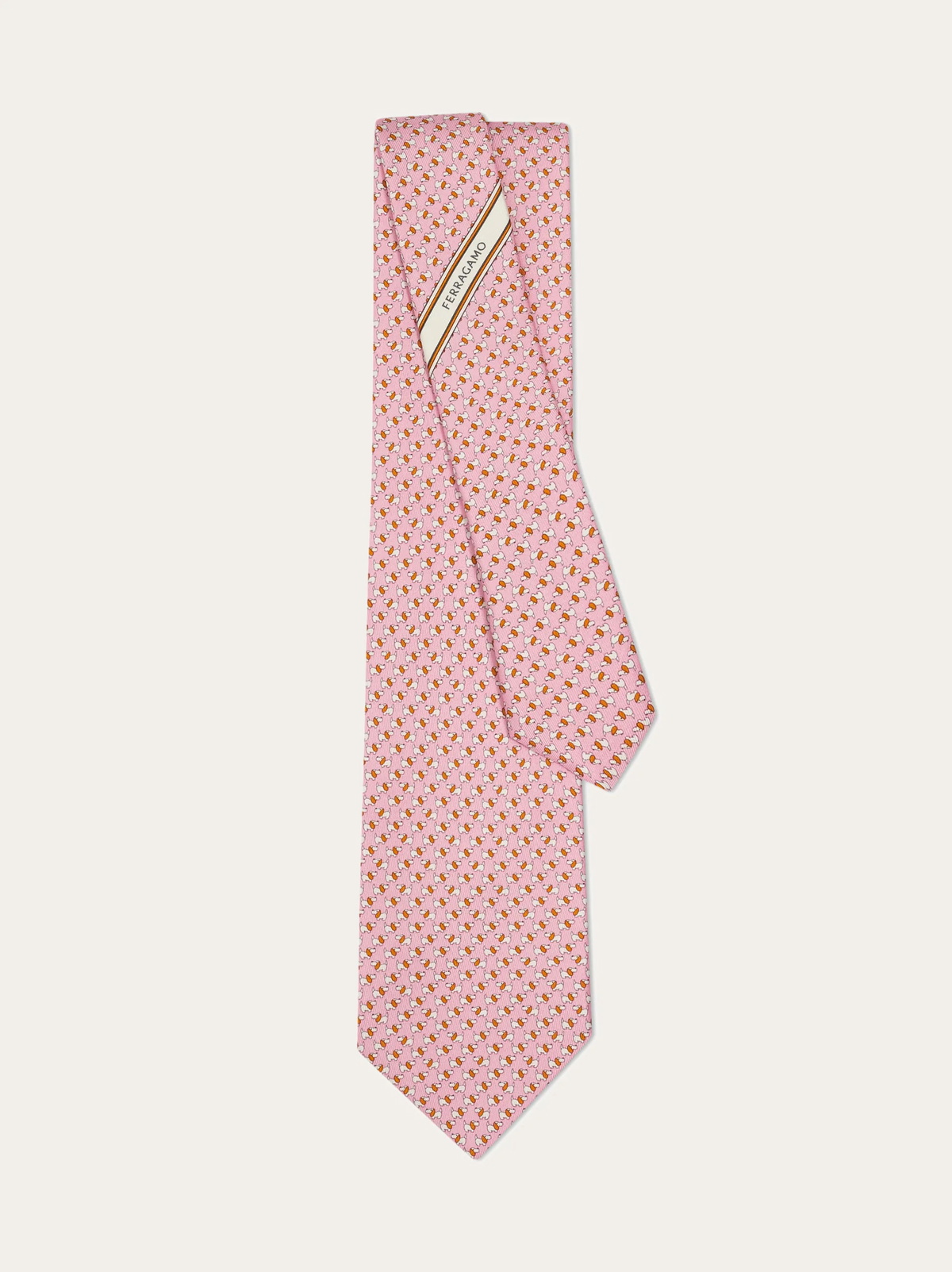 Ferragamo Mens Dylan print silk tie in Pink