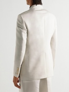 TOM FORD - Double-Breasted Cotton and Silk-Blend Suit Jacket - Neutrals