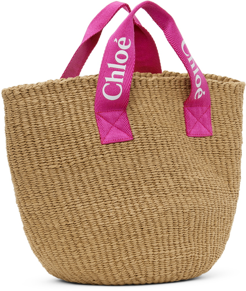 Chloé Kids Brown Mifuko Edition Raffia Tote