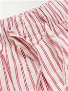 TEKLA - Striped Organic Cotton-Poplin Pyjama Shorts - Red