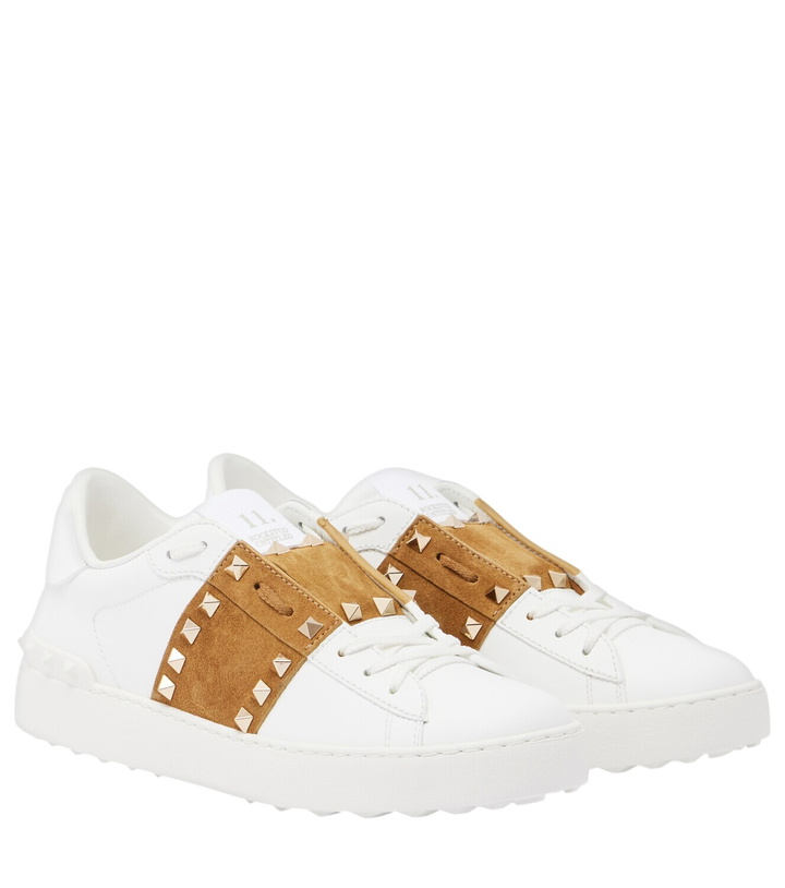 Photo: Valentino Garavani Rockstud suede-trimmed leather sneakers