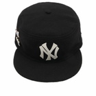 New Era New York Yankees Chainstitched Wool Pillbox Cap in Black 