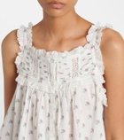 Dôen Fidella floral lace-trimmed cotton top