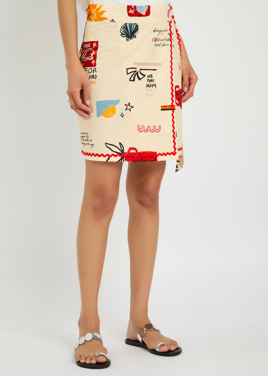 Never Fully Dressed Poema Jaspre Mini Wrap Skirt Cream