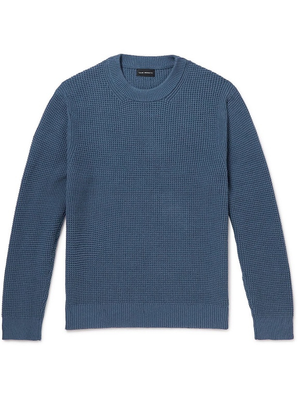 Photo: Club Monaco - Waffle-Knit Cotton-Blend Sweater - Blue