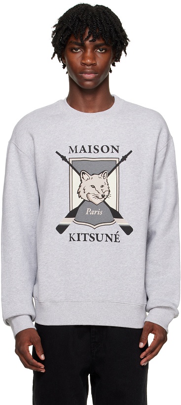 Photo: Maison Kitsuné Gray College Fox Sweatshirt