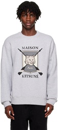 Maison Kitsuné Gray College Fox Sweatshirt