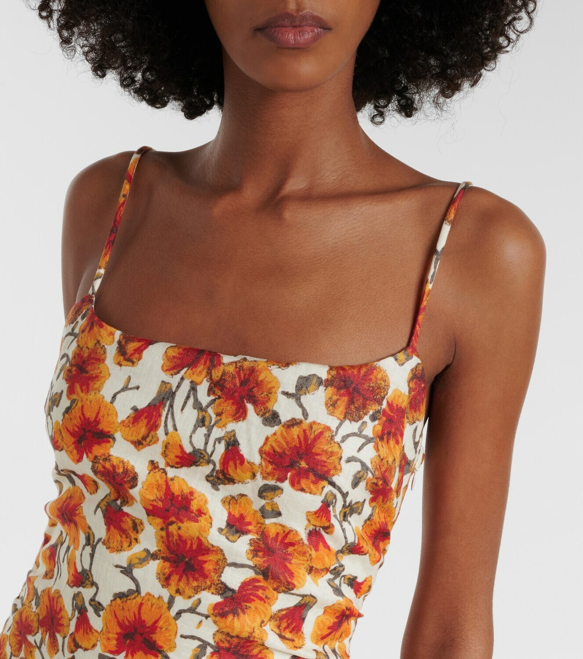 SIR Floral linen midi dress
