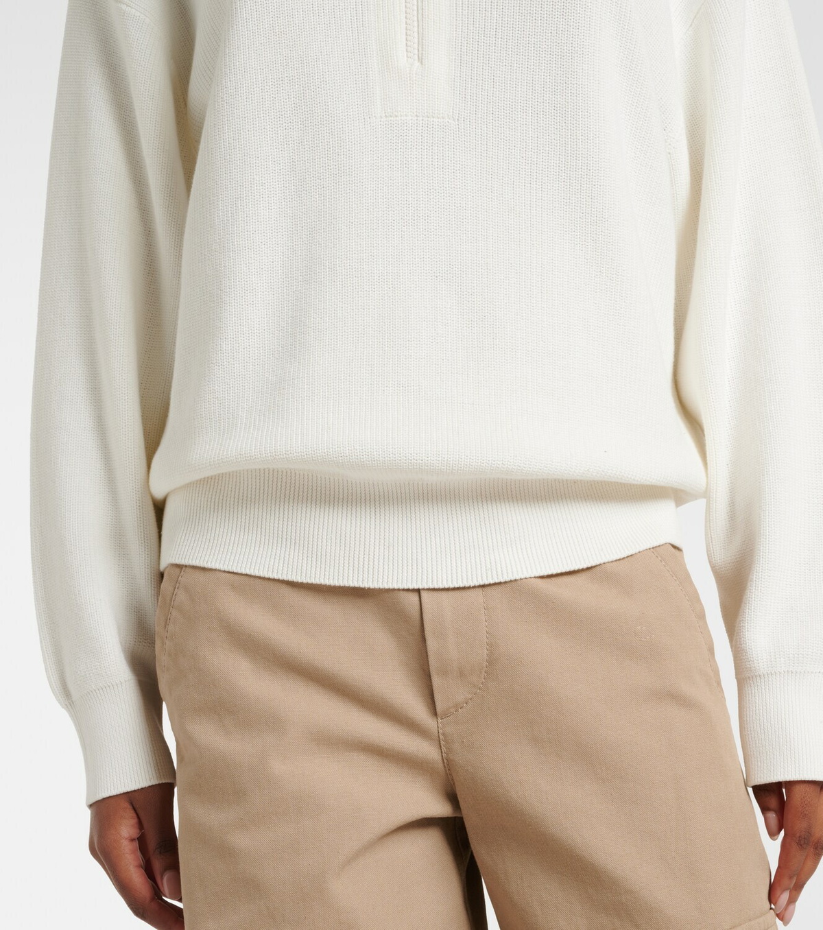 Brunello Cucinelli Monili oversized cotton half-zip sweater