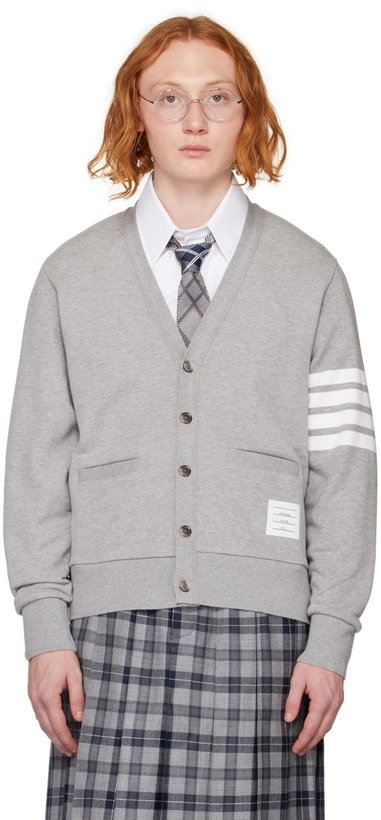 Photo: Thom Browne Gray 4-Bar Cardigan