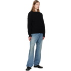 vowels Black Cable Knit Crewneck Sweater