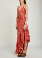 Etro Printed Asymmetric Chiffon Maxi Dress Multicoloured