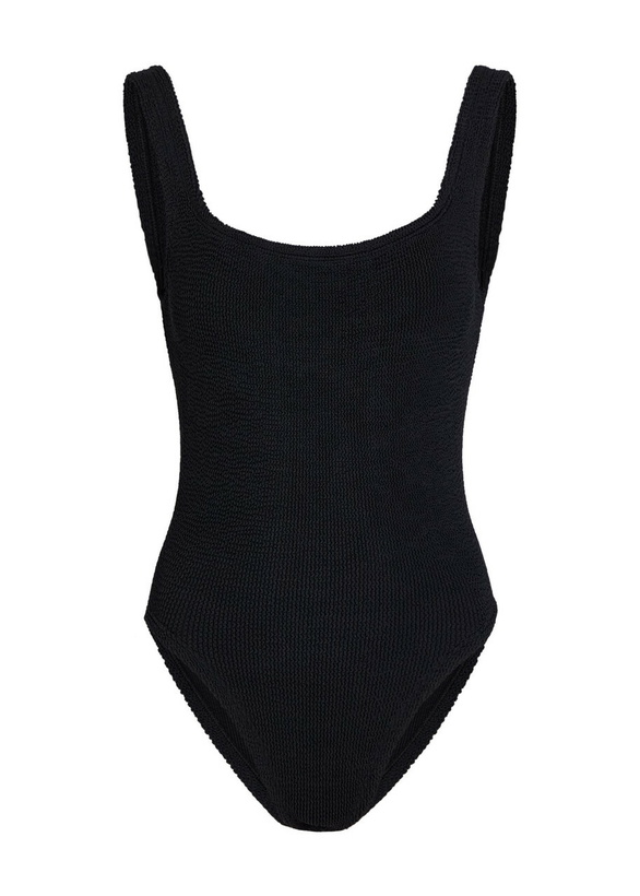 Photo: Hunza G Square-neck Crinkle Swimsuit - Black - One Size