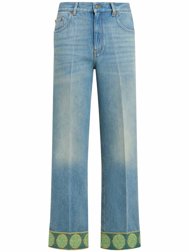 Photo: VALENTINO Embroidered High Rise Straight Jeans