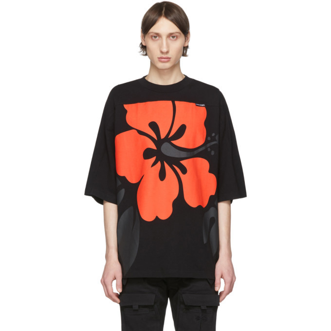 Photo: Palm Angels Black and Red Hibiscus Logo T-Shirt