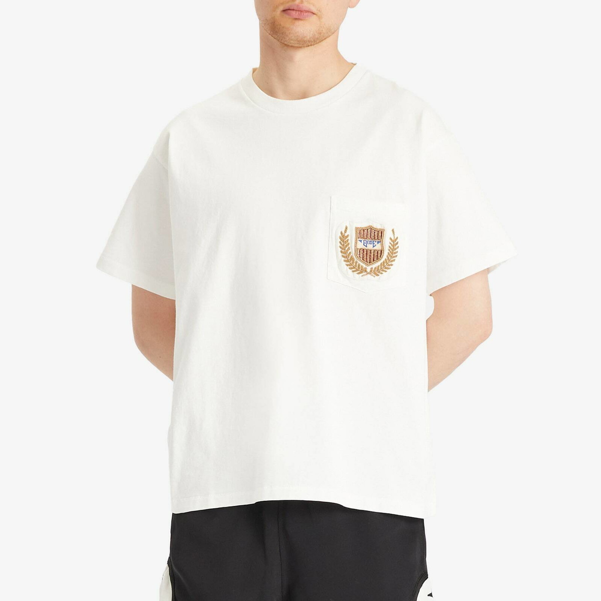 BODE Men's Sportsman Patch Pocket T-Shirt in Cream Bode