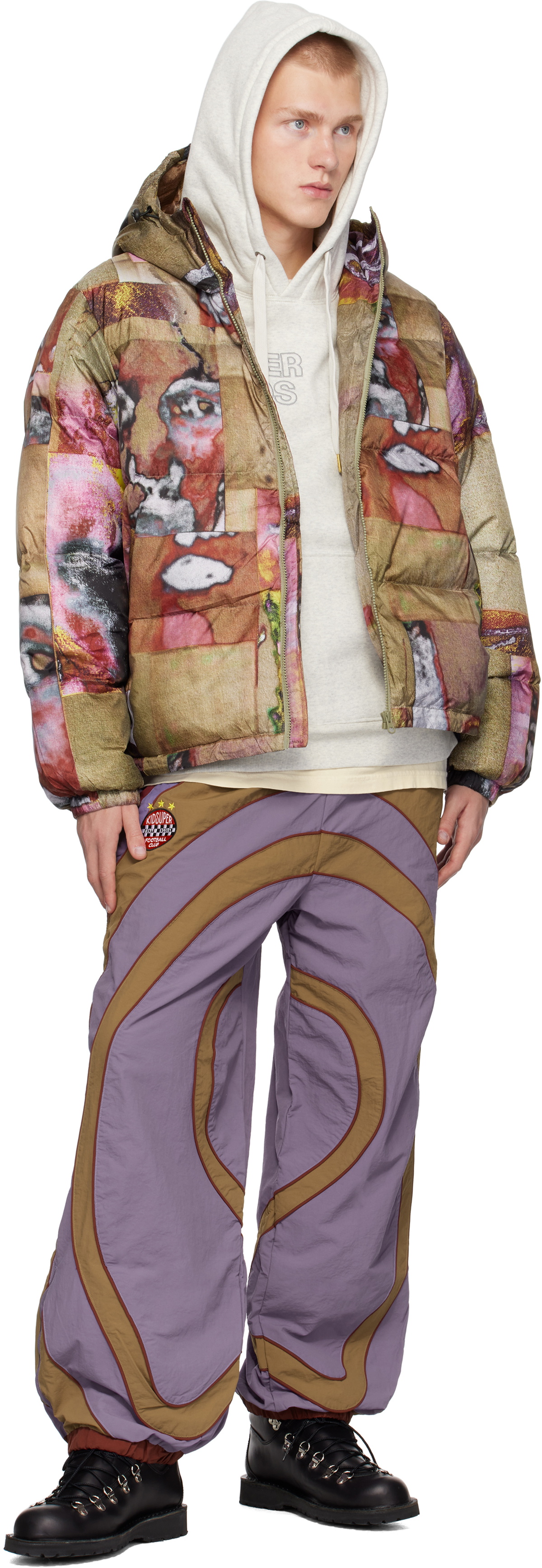 KidSuper Multicolor Faces Collage Printed Down Jacket