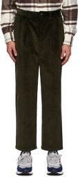 Noah Khaki Double-Pleat Trousers