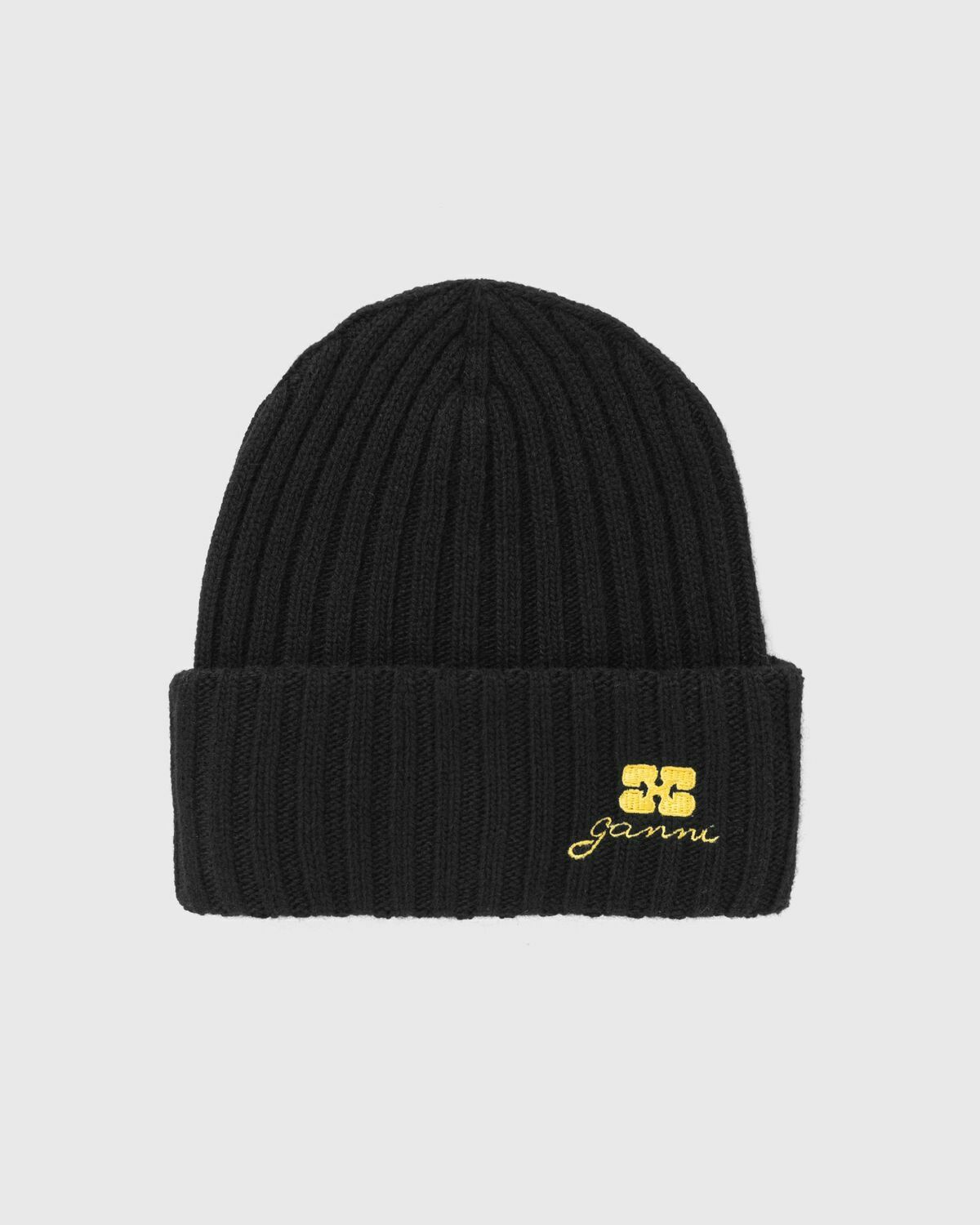 Ganni Future Wool Beanie Black Womens Beany