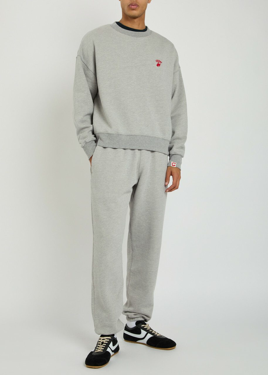 Cherry Los Angeles Western Athletic Logo-embroidered Cotton Sweatshirt Grey